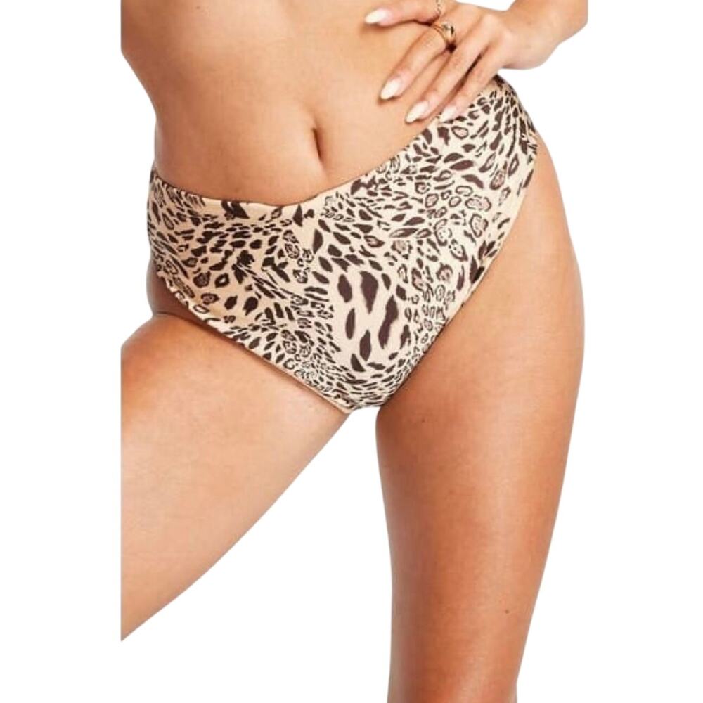 TopShop Animal Leopard Print Bikini Bottoms, High Cut, Size Medium, NWT